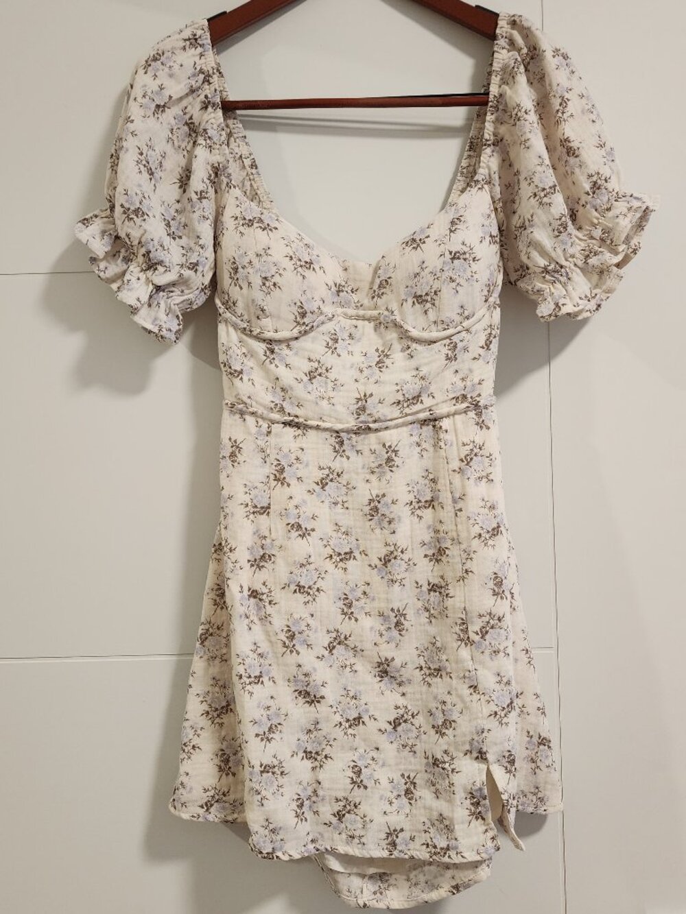 Floral Cotton Sweetheart Neckline Mini Dress